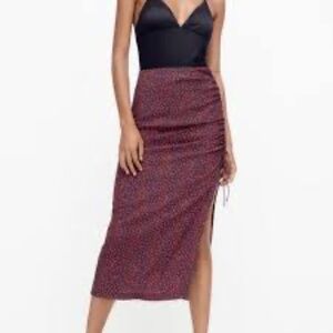 Zara S Floral Adjustable Slit Midi Skirt